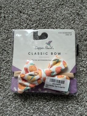Copper Pearl Citrus Print Bow Headband - Orange & Peach